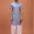 grey cotton pathani suit with printed design