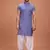 Blue Cotton Printed Short Sleeve Only Kurta For Mens