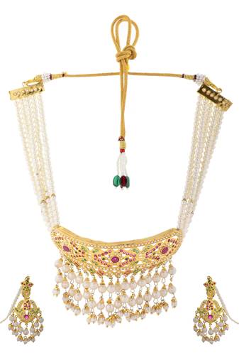Heritage-inspired kundan & pearl necklace