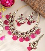 Royal moissanite choker with onyx drop accents