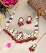 Royal moissanite choker with ruby beads