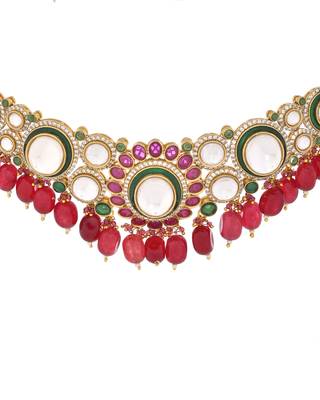 Royal moissanite choker with ruby beads 4