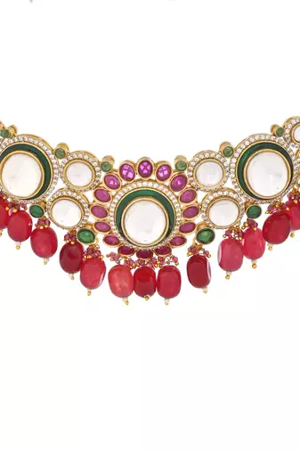 Royal moissanite choker with ruby beads