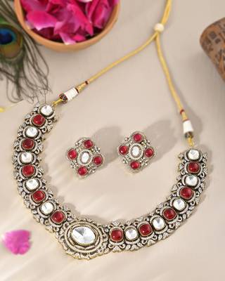 Antique moissanite & ruby necklace set 1