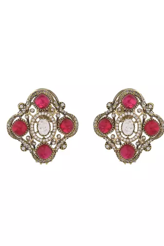 Antique moissanite & ruby necklace set