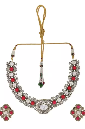 Antique moissanite & ruby necklace set