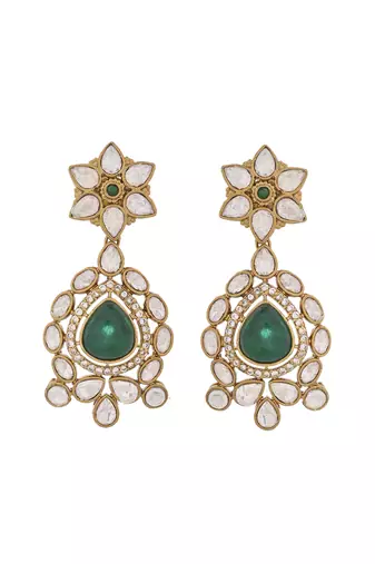 Royal kundan & emerald bridal jewelry set