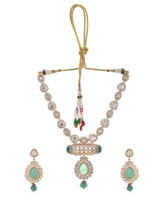 Regal emerald kundan necklace set 3
