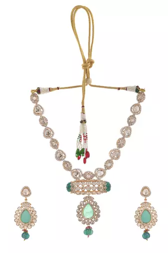 Regal emerald kundan necklace set