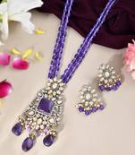 Exquisite purple beaded kundan jewellery set