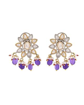 Exquisite purple beaded kundan jewellery set 2