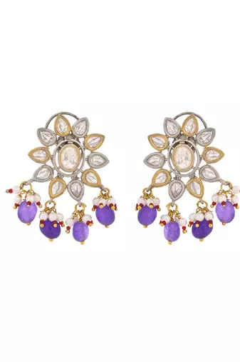Exquisite purple beaded kundan jewellery set