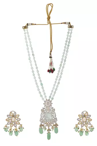 Exquisite green beaded kundan jewellery set