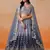 Bewitching navy blue and grey sequins zari emrbroidered georgette indian wedding designer lehenga dress