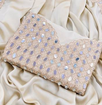 Chiku Satin Embroidered Mirror Work Saree 5