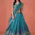 Glamorous rama blue zari sequins embroidered georgette indian wedding lehenga dress