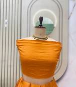 Orange Zari Weaving Border semi Stitched Lehenga  choli With Dupatta