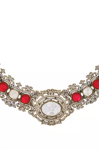 Antique moissanite & ruby necklace set