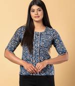 Blue and beage cotton ragular top