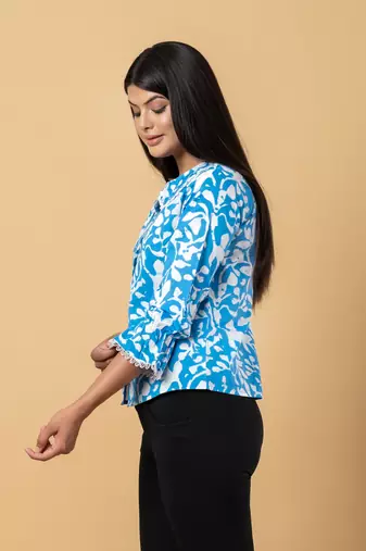 Turquoise cotton shirt top