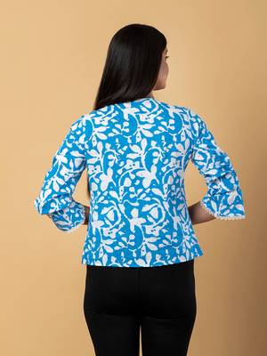 Turquoise cotton shirt top 3