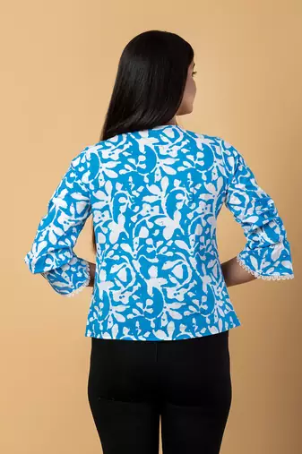 Turquoise cotton shirt top
