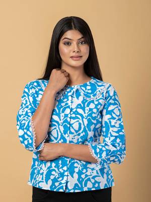 Turquoise cotton shirt top 4