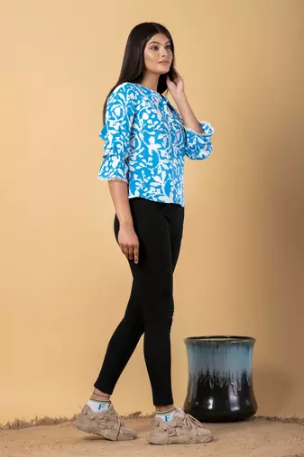 Turquoise cotton shirt top
