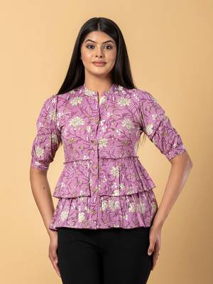 Mauve cotton shirt top 1