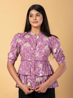 Mauve cotton shirt top 4