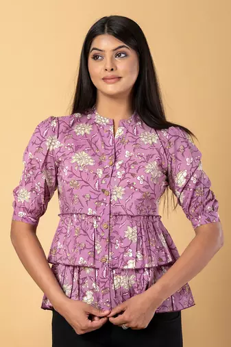 Mauve cotton shirt top