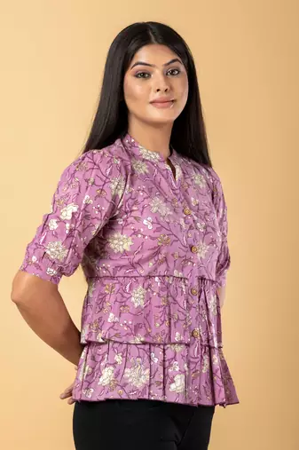 Mauve cotton shirt top