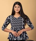 Black cotton cinched waist top