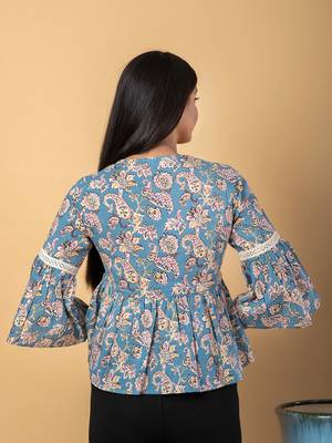 Sky blue cotton peplum top 3