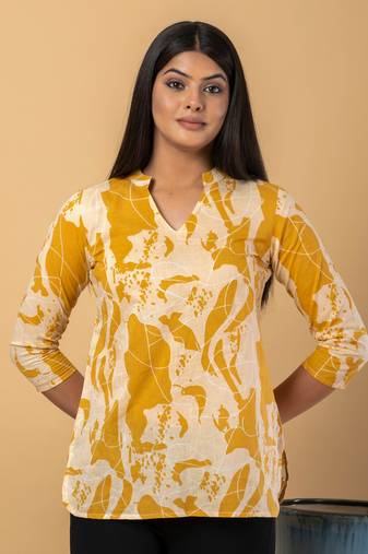 Mustard cotton ragular top