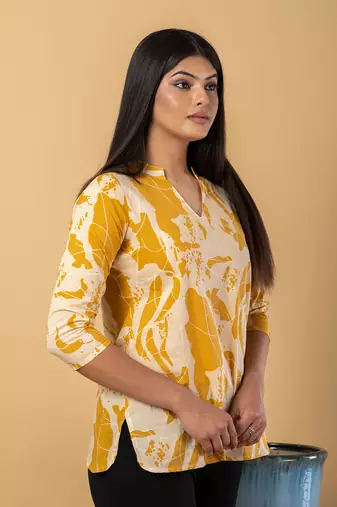 Mustard cotton regular top