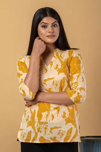 Mustard cotton regular top