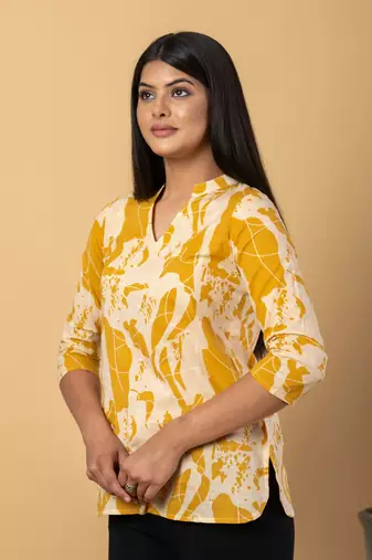 Mustard cotton regular top
