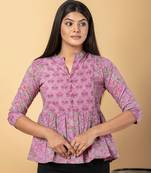 Mauve cotton peplum top