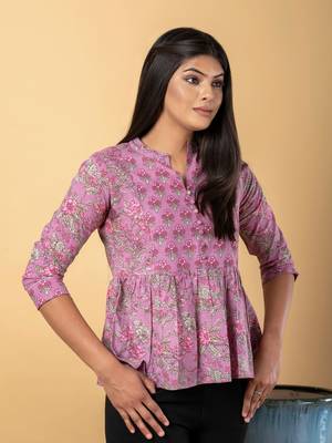 Mauve cotton peplum top 2