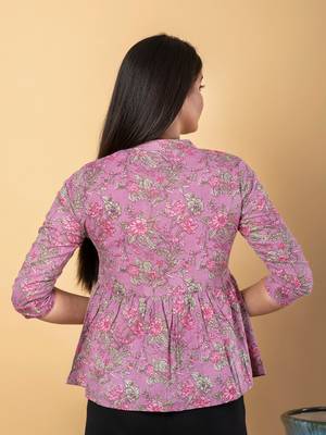 Mauve cotton peplum top 3