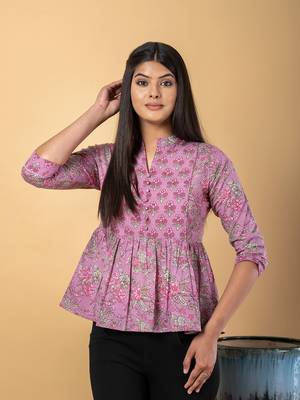 Mauve cotton peplum top 5