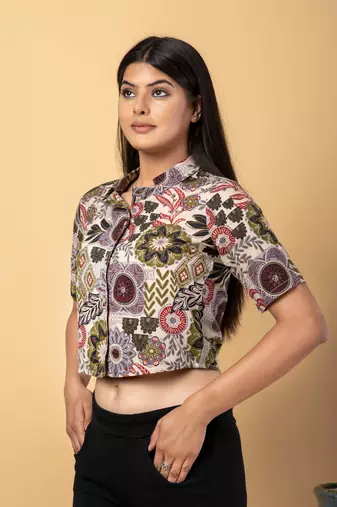 Multicolor cotton crop top
