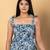 Teal blue and white cotton peplum top