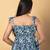 Teal blue and white cotton peplum top