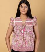 Baby pink cotton peplum top