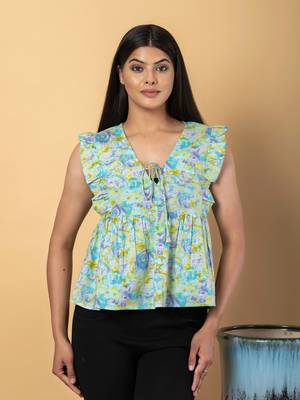 Sea green cotton empire top 1