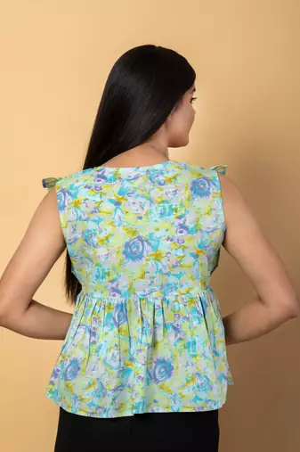 Sea green cotton empire top
