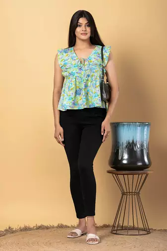 Sea green cotton empire top
