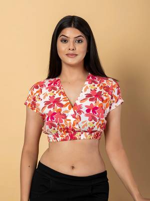 White and peach cotton crop top 1